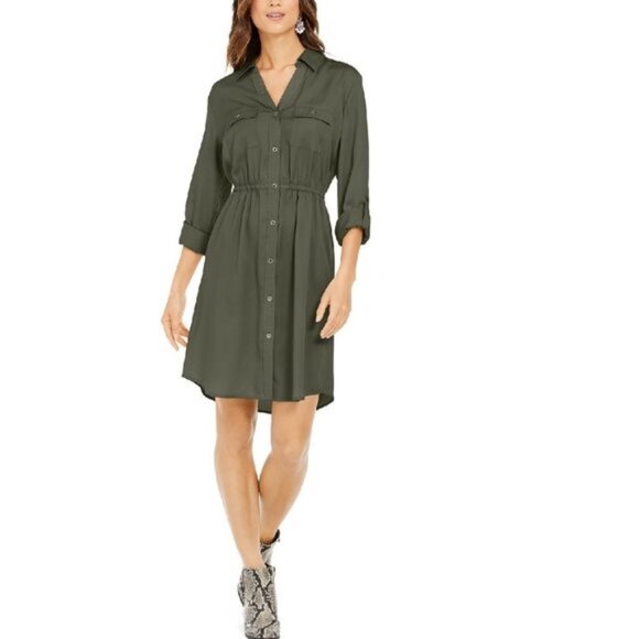 Style & Co Solid Utility Shirtdress - Picture 1 of 6